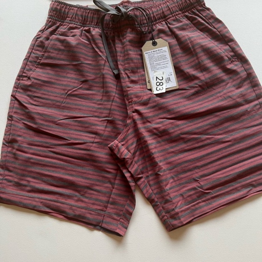 NWT Prana Men's Metric E-Waist Short Size Small Color Rust Stripe No Liner!!